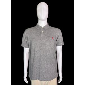 Polo by Ralph Lauren Mens XL Gray Custom Fit Cotton Polo Shirt Classic Pony Logo